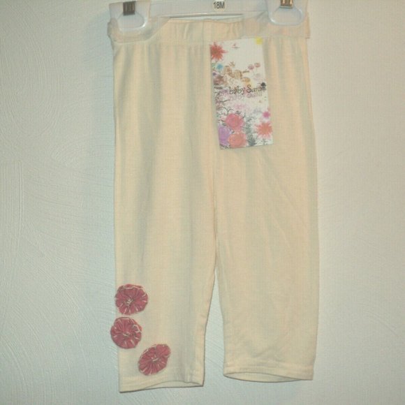 NEW Gymboree Baby Sara Infant Girl's 18 Mos Pants / Leggings Cream w/ Flowers - Picture 1 of 3